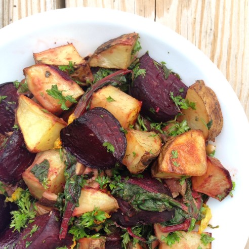 roasted potatoes & beets