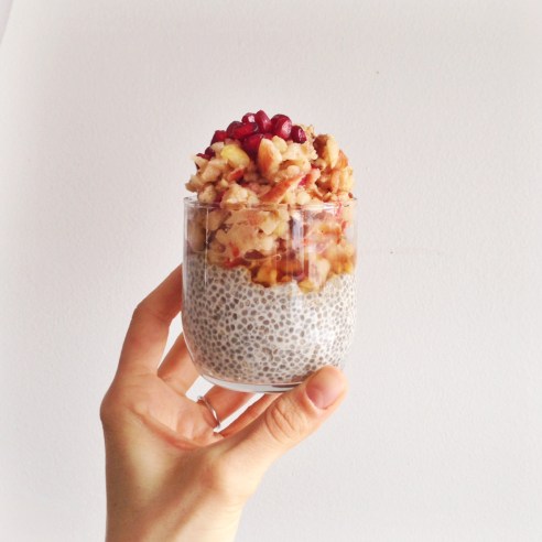 Chia pudding & apple cranberry parfait